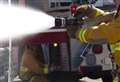 Crews tackle caravan blaze