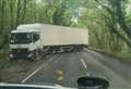 Crashed lorry blocks road
