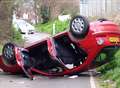 Police called to abandoned overturned car
