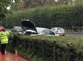 Car ploughs into hedge