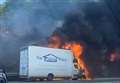 Van engulfed in flames on A2