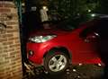 Two injured as car crashes into wall