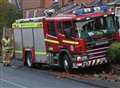 Fire engine crashes into garden walls