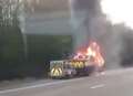 Truck catches fire on M20