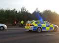 Car hits central reservation on A2