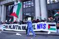 Protesters blockade office of tech giant with NHS contract over ties to Israel