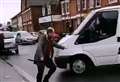 Watch dramatic moment van driver chases pedestrians