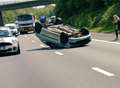 Eight-mile jams after three-car crash on M25