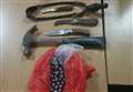 Knives, catapult and hammer seized from car 