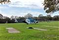 Air ambulance lands in park after incident at train station