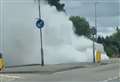 Roadside drama as van consumed by thick smoke