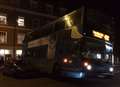 Bus close to toppling in high street crash