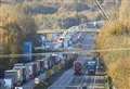 Three-mile queues on M20 after lorries collide