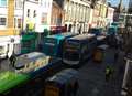 Buses block up town centre high street