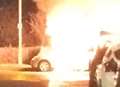 Police hunt boy as car erupts into fireball