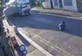Drama as ‘runaway’ bollard rolls down street after lorry crash