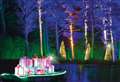 A forest full of festive lights
