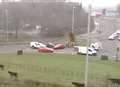 Double crash at roundabout