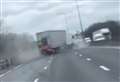 Video shows moment lorry nearly plunges off M25