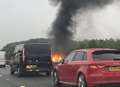 Delays clear after M20 after car fire