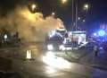 Firefighters tackle lorry blaze