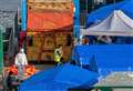 Tents set up after biohazard response at port