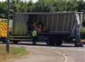 Chaos as lorry smashes into barrier