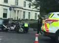 Motorcyclist taken to hospital after crash