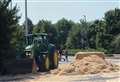 Roundabout closed due to fallen load of hay