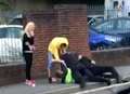 Police filmed restraining 'aggressive' man
