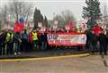 Union members on picket line at global engineering plant