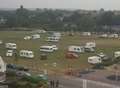 Travellers set up camp on town centre park