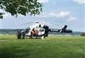 Air ambulance lands in playing field 