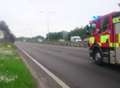 Car on fire on busy dual carriageway