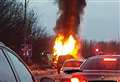 Vehicle turns into fireball on motorway slip-road