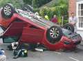 This is how a driver flipped his car onto its roof