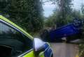 Stolen car overturns in country lane