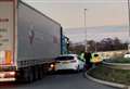 Lorry crash blocks roundabout