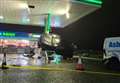 Drama as BMW crashes into petrol pumps 