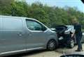 Van and car collide on motorway