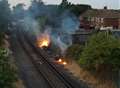 Train spark causes grass blaze