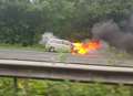 Car fire causes travel tailbacks