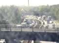 M20 clear after lorry and car collide