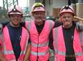 Wolf whistles for brickies in pink leave boss proud