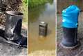 Bins set alight, graffitied and dumped in river