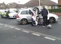 Dramatic crash leaves two trapped in car
