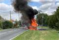 'Explosions' heard as ice cream van goes up in flames