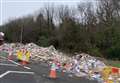 Huge pile of 'rubbish' litters busy carriageway