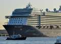Giant cruise ship sails past Gravesend