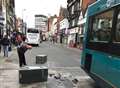 Coach crashes into bollards - on driver's first day